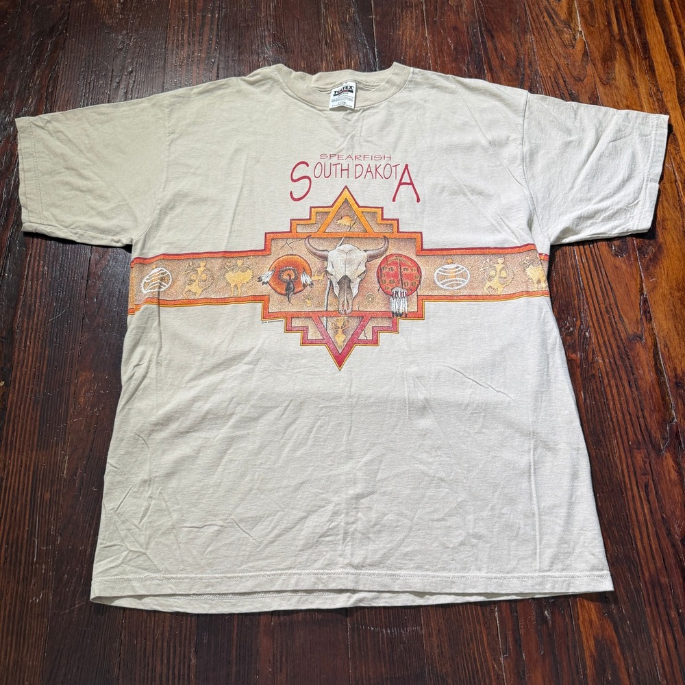 Vintage 1994 Spearfish SD Shirt Mens XL Tultex Buffalo Skull Double Sided USA